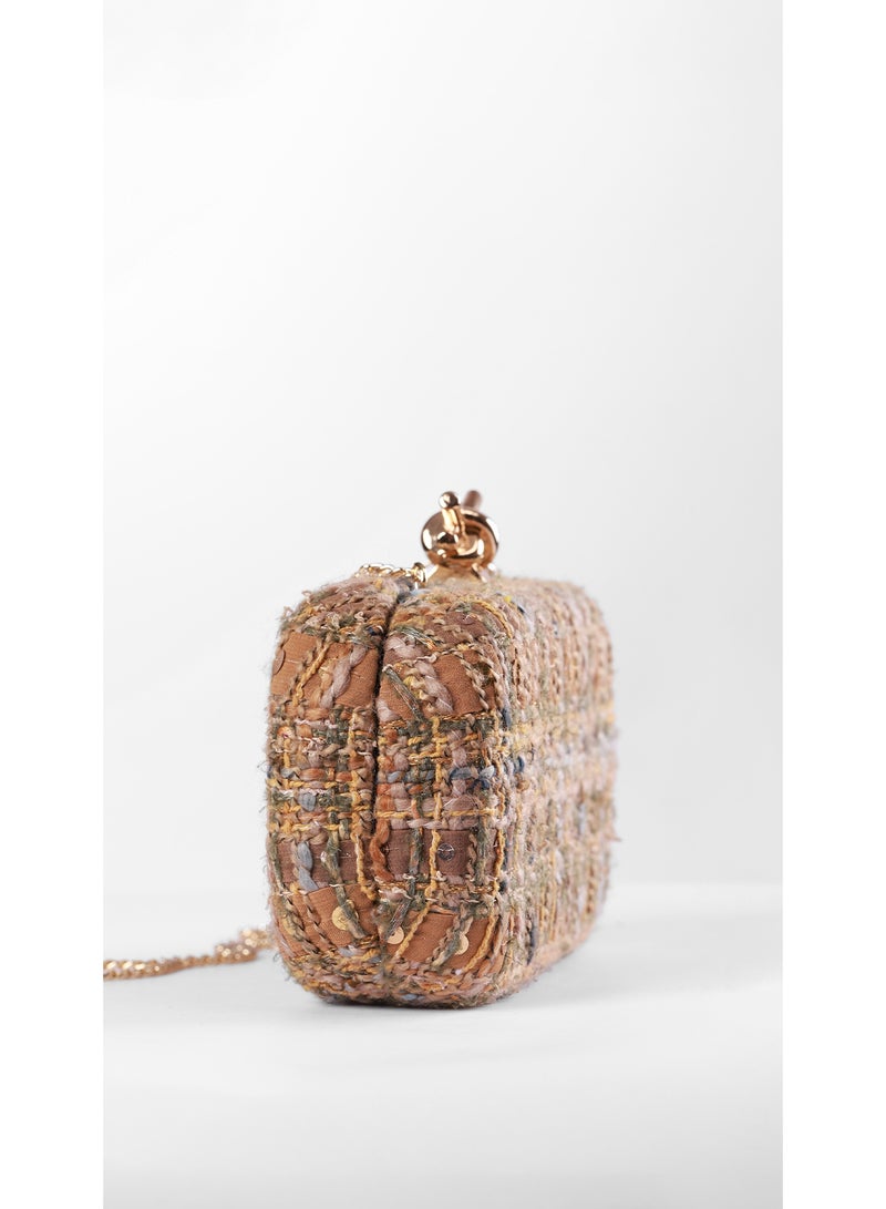 كيفيلي كلتش أوريليا تويد بعقدة معدنية – حقيبة سهرة فاخرة منسوجة يدويًا - Image 3